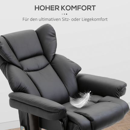 Fauteuil De Relaxation Avec Fonction Massage Et Repose-Pieds Fauteuil De Massage Avec Fonction Inclinable, Simili Cuir, Noir