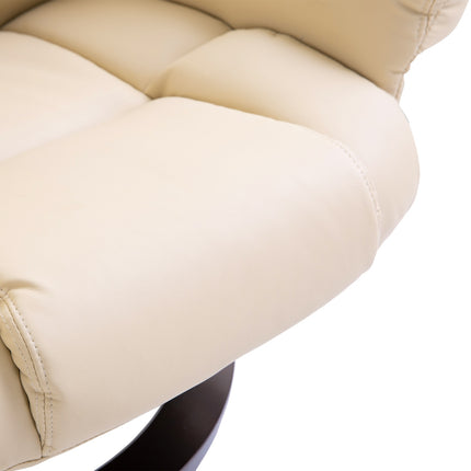 Liegesessel mit Hocker, Kunstleder creme