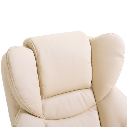 Liegesessel mit Hocker, Kunstleder creme