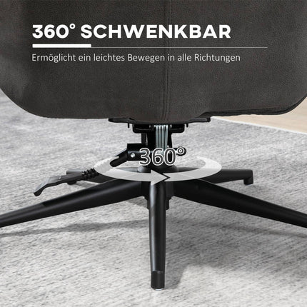 Fauteuil De Relaxation Avec Tabouret, Fauteuil Tv Avec Base Pivotante, Fauteuil Tv Avec Fonction Inclinable, Capacité De Charge Jusqu'À 150 Kg, Polyester, Acier, Gris Foncé