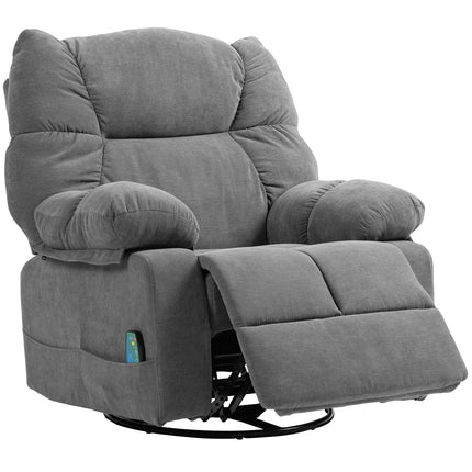 Fauteuil relax avec fonction massage, fonction inclinable, fauteuil de massage rotatif, 4 poches latérales et télécommande, gris foncé