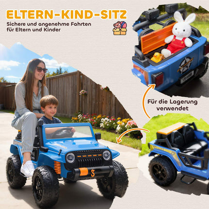 Voiture électrique télécommandée pour enfants, batterie 12V, siège parent-enfant