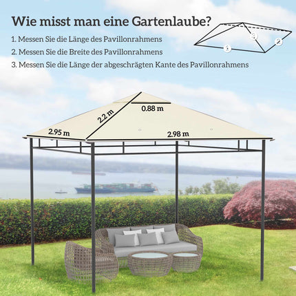 Toile de rechange pour tonnelle 3x3m, résistante à l'eau, couleur crème