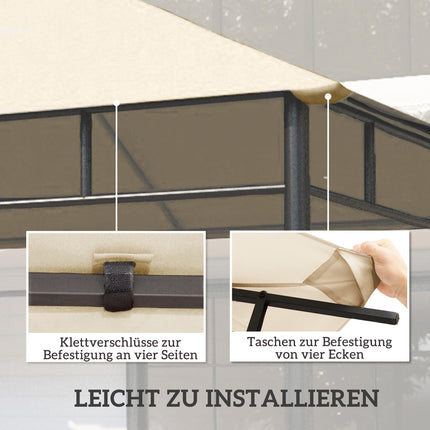 Toile de rechange pour tonnelle 3x3m, résistante à l'eau, couleur crème