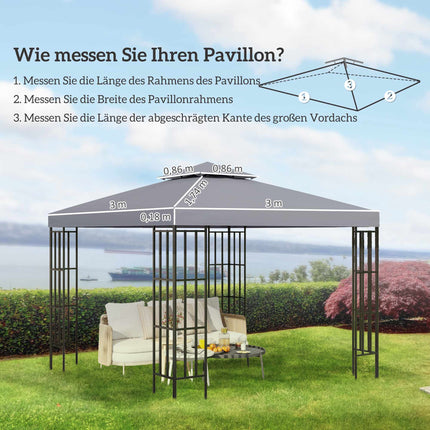 Ersatzzeltplane für 3x3m Pavillon, wasserdicht, Hellgrau