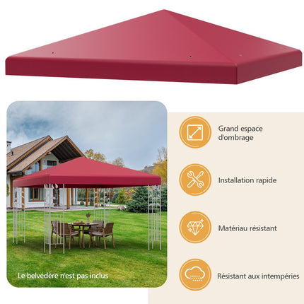 Toile de rechange pour gazebo 300x300 cm, polyester, couleur vin