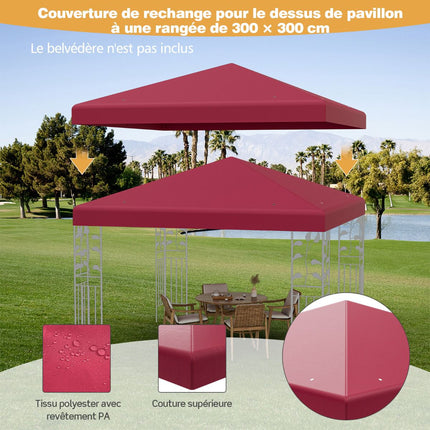 Toile de rechange pour gazebo 300x300 cm, polyester, couleur vin
