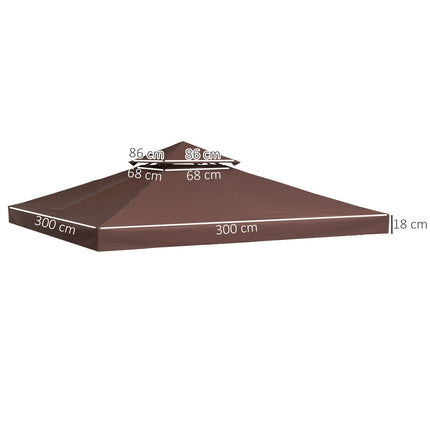 3x3M Coffee Replacement Canopy For Metal Gazebo - Polyester