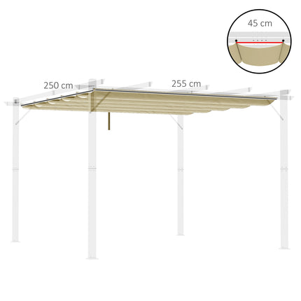 Toit de remplacement pour pergola de 3 x 3 m, auvent ondulé rétractable étanche avec trous de drainage de la pluie, couverture d'ombrage résistante à l'hiver pour jardin, terrasse, beige