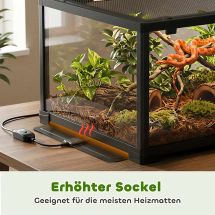 Reptilien-Terrarium, 86L, Schiebetüren, Sicher, 60x45x32 cm