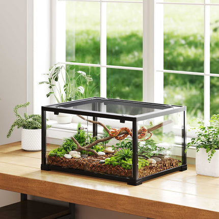 Reptilien-Terrarium, 86L, Schiebetüren, Sicher, 60x45x32 cm