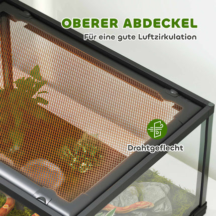 Reptilien-Terrarium, 86L, Schiebetüren, Sicher, 60x45x32 cm