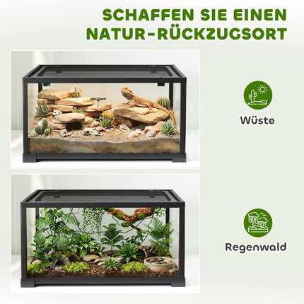 Reptilien-Terrarium, 86L, Schiebetüren, Sicher, 60x45x32 cm