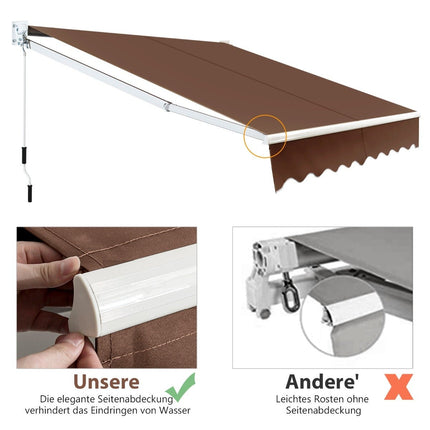 Gelenkarmmarkise 2,5x2m, UV- und wasserbeständig, Braun