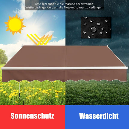 Gelenkarmmarkise 2,5x2m, UV- und wasserbeständig, Braun