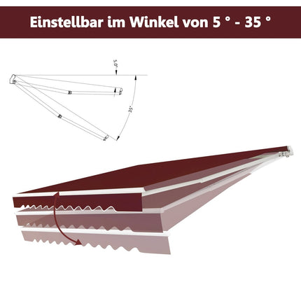 Ausfahrbare Markise, Aluminium, 3x2,5m, Weinrot