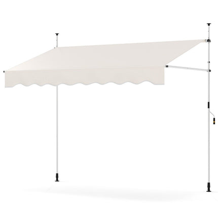 Store banne rétractable, sans perçage, hauteur réglable, 250 cm, blanc