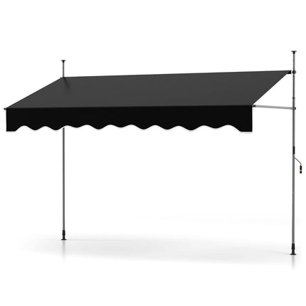 Store banne rétractable, sans perçage, hauteur réglable, 300 cm, noir