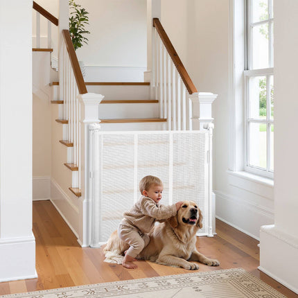Retractable Baby Gate, 34 in Tall, Extends 71 in, White