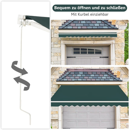 Store de balcon rétractable, 360x300 cm, vert