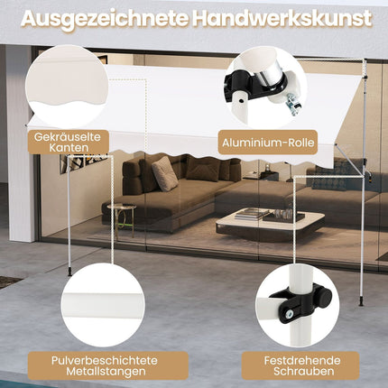 Ausfahrbare Balkonmarkise, ohne Bohren, höhenverstellbar, UV-Schutz