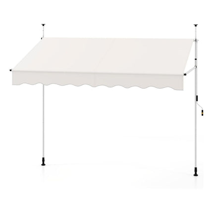 Store de balcon rétractable, sans perçage, hauteur réglable, blanc