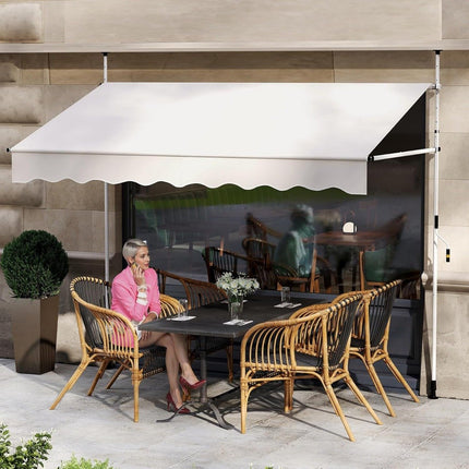 Store de balcon rétractable, sans perçage, hauteur réglable, blanc