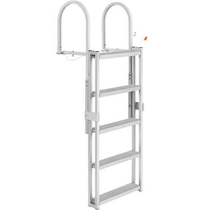 Retractable Dock Ladder, 5-Step Aluminum, 350 Lb Load