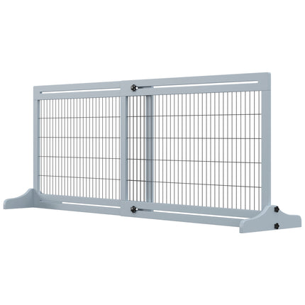 Barrière rétractable pour chien, en bois et acier, 180 cm de large