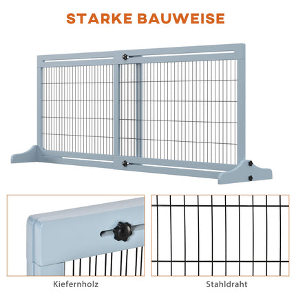 Barrière rétractable pour chien, en bois et acier, 180 cm de large