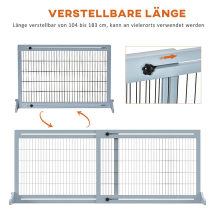 Barrière rétractable pour chien, en bois et acier, 180 cm de large