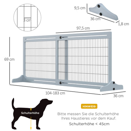 Barrière rétractable pour chien, en bois et acier, 180 cm de large