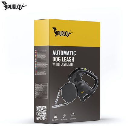 Retractable Double Dog Leash 2 x 3 m with LED Flashlight, USB-C, Bag Dispenser