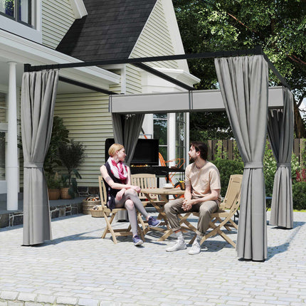 Auvent de terrasse autoportant rétractable, structure métallique, 300 x 300 cm