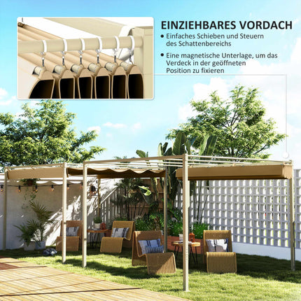 Einziehbare Gartenpergola, 3x3m, Khaki, UPF30+ Dach