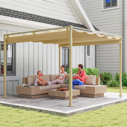Einziehbare Gartenpergola, 3x3m, Khaki, UPF30+ Dach