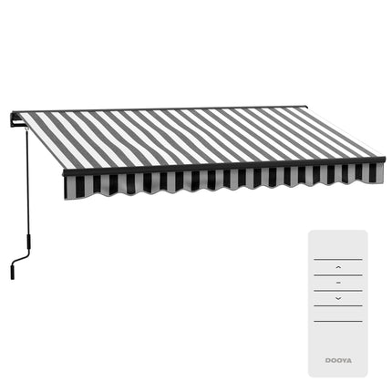 Store banne rétractable pour terrasse, résistant aux intempéries, 395 x 250 cm, gris/blanc
