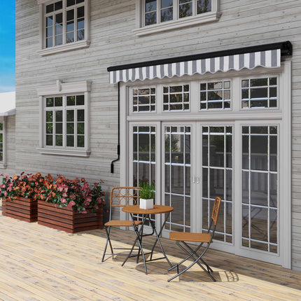 Store banne rétractable pour terrasse, résistant aux intempéries, 395 x 250 cm, gris/blanc