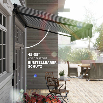 Store banne rétractable pour terrasse, résistant aux intempéries, 395 x 250 cm, gris/blanc