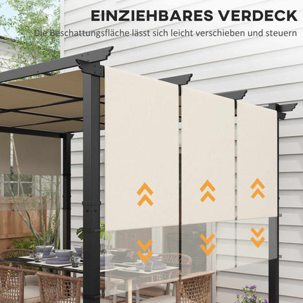 Einziehbare Pergola 3x3,5 m, Stahlrahmen, UV-Schutz