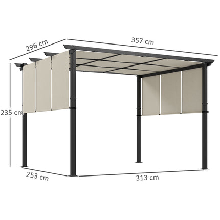 Einziehbare Pergola 3x3,5 m, Stahlrahmen, UV-Schutz