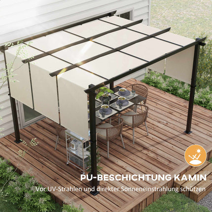 Einziehbare Pergola 3x3,5 m, Stahlrahmen, UV-Schutz
