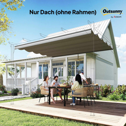 Pergola rétractable 4 x 3 m, résistante aux intempéries, gris clair