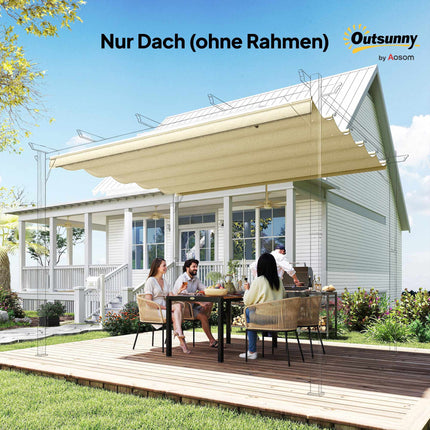 Einziehbare Pergola-Ersatzüberdachung 3x3m, Creme, Polyester