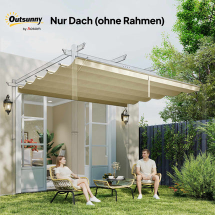 Einziehbare Pergola-Ersatzüberdachung 3x3m, Creme, Polyester