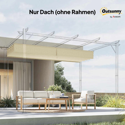 Einziehbare Pergola-Ersatzüberdachung 3x3m, Creme, Polyester
