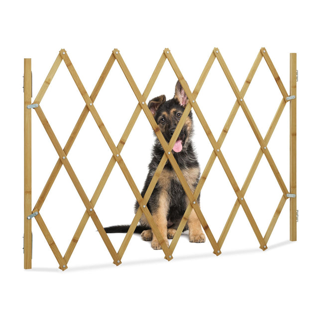 Barrière rétractable pour chien en bambou