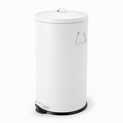 Retro Pedal Waste Bin 40 L with Soft-Close Lid, White, Iron