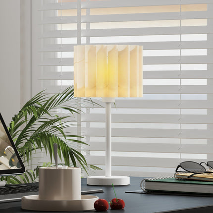 Lampe de table de style rétro, abat-jour en plastique blanc, douille E27