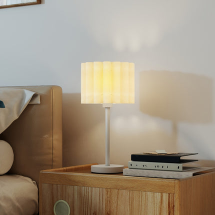 Lampe de table de style rétro, abat-jour en plastique blanc, douille E27